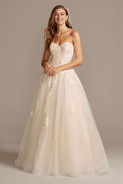 Embroidered Lace Applique Ball Gown Wedding Dress David S Bridal