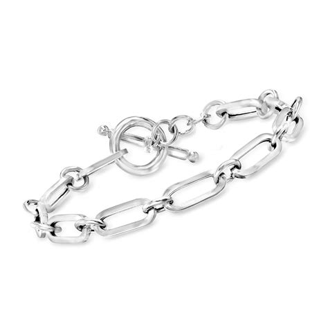 Italian Sterling Silver Paper Clip Link Toggle Bracelet Ross Simons