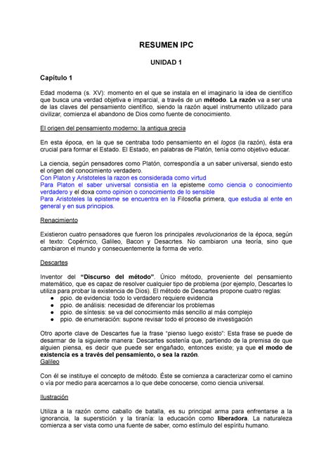 Resumen IPC 1er parcial RESUMEN IPC UNIDAD 1 Capítulo 1 Edad moderna