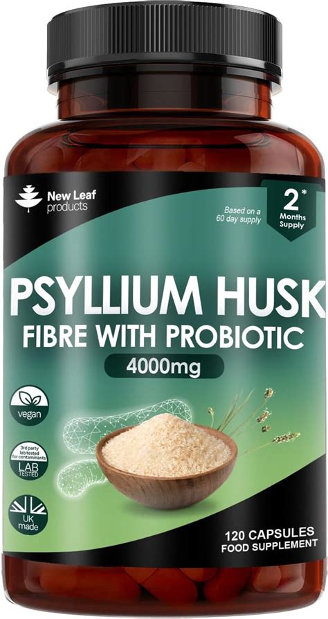 Fibre Supplement 4000mg Psyllium Husk With Acidophilus High Strength Natural Soluble Fiber