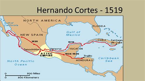 Hernan Cortes Explorations Map