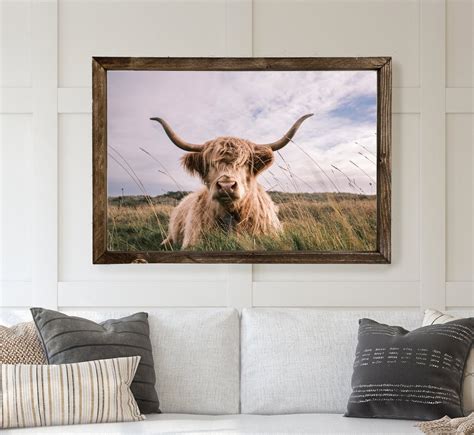 Highland Cow Framed Art Print Cow Art Living Room Art - Etsy