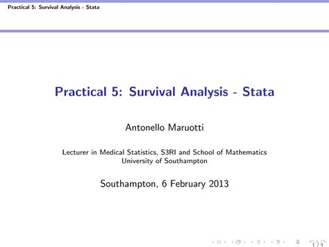 Practical 5 Survival Analysis Stata University Of Southampton