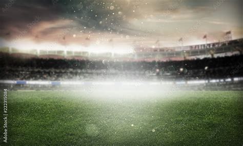 Lights at night empty stadium Stock Photo | Adobe Stock