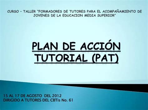 Ppt Plan De Acci N Tutorial Pat Powerpoint Presentation Free