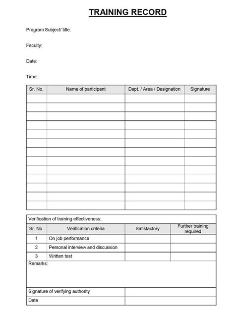 Training Record Formats Progress Report Template Report Card Template