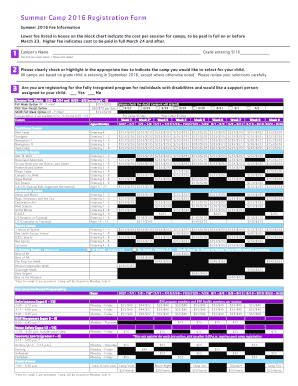 Fillable Online Hamiltonymca Summer Camp Registration Form