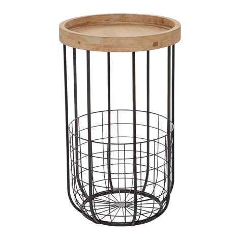 DecMode Industrial Round Metal Accent Table, Black/Brown - Walmart.com - Walmart.com