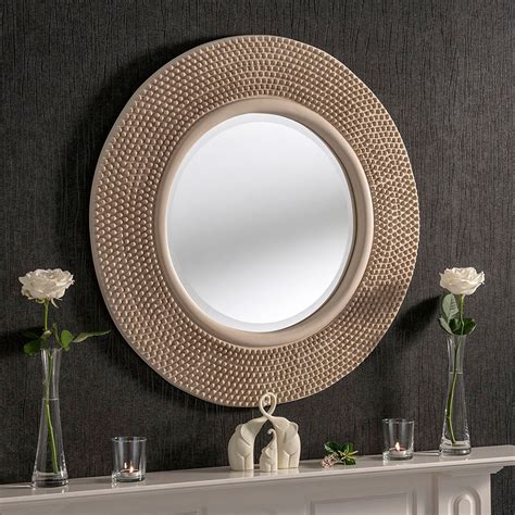 Circular Contemporary Ivory Studded Wall Mirror | Wall Mirrors