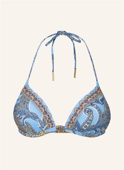 Maryan Mehlhorn Triangel Bikini Top Majorelle In Hellblau Braun Gelb