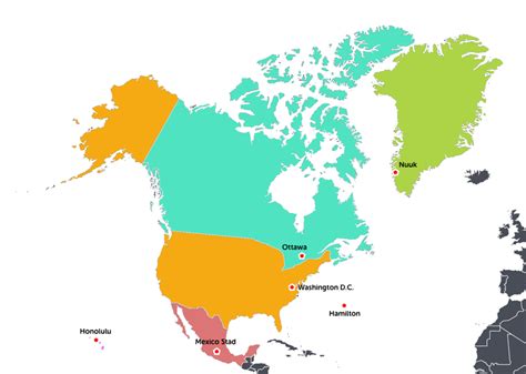 Slimleren Noord Amerika Hoofdsteden Basis