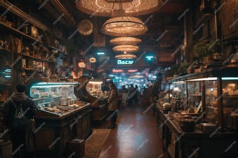 Premium Ai Image Futuristic Bazaar Cyberpunk Metaverse Street Background