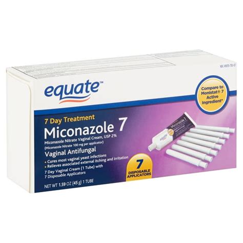 Equate Miconazole 7 Day Vaginal Cream Treatment 1 59 Oz With Disposable Applicators 100 Mg