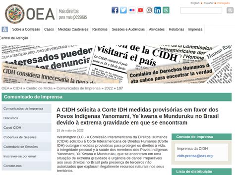 A Cidh Solicita A Corte Idh Medidas Provis Rias Em Favor Dos Povos