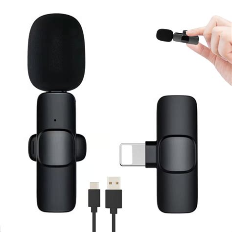 Plug-Play Clip-on Wireless Microphone for iPhone/iPad - Professional Use for Recording, Vlogging ...