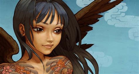 Wallpaper Face Illustration Long Hair Black Hair Mythology Girl