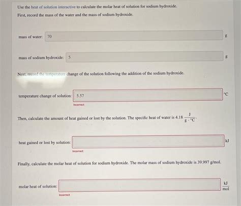 Solved Use The Heat Of Solution Interactive To Calculate The Chegg