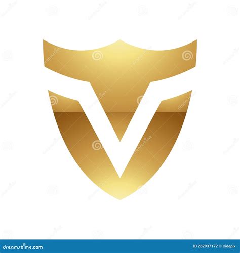 Golden Letter V Symbol On White Background Icon 6 Stock Vector