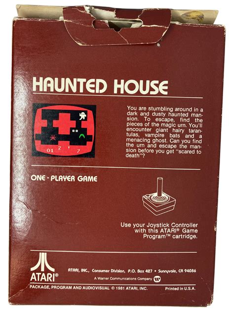 Haunted House 1981 Atari 2600 Vcs Complete In Box Game Manual Box Irongate Estate Bellingham