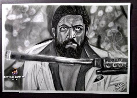 Kgf 2 Star Yash Graphite Pencil Drawing Art Pencil Drawings Drawings