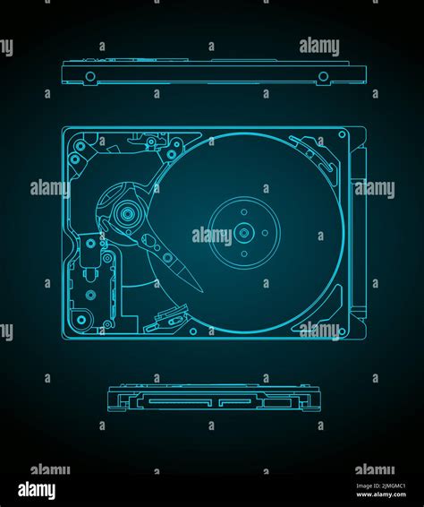 Ilustración vectorial estilizada de los planos de la unidad de disco