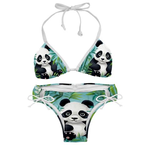 Panda Detachable Sponge Adjustable Strap Bikini Set Two Pack For Any