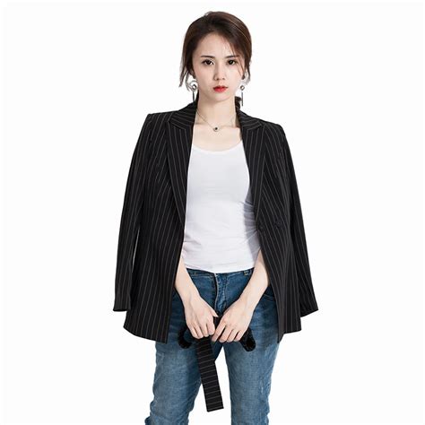 Vertical Women Striped Blazer Plus Size Fashion Women Blazers And Jackets Office Long Sleeve