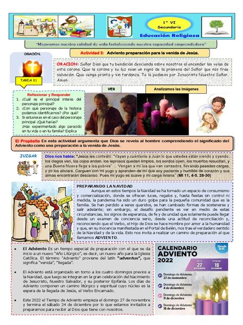 3 Adviento Preparación Para La Venida De Jesús Pdf Adviento