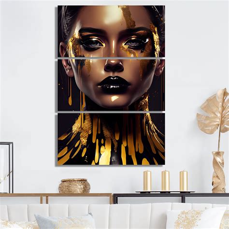 Everly Quinn Sensual Liquid Gold Woman Ii Woman Sensual Canvas Wall Art Set Wayfair Canada