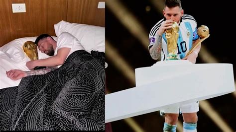 Look how Messi sleeps with the world cup - The Limited Times