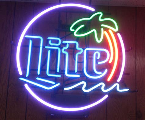 Miller Lite Beer Neon Sign Palm Tree Vintage Original Ebay