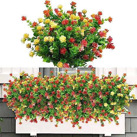 Amazon de ROLLWAY 6 Bündel Künstliche Blumen Balkon Kunstblumen