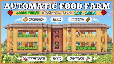 Minecraft Op Automatic Food Farm 1500 Per Hour Bedrock Java