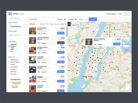 Hotel Search Results Map by Jonathan Hughes on Dribbble