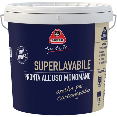 Idropittura Antimuffa Superlavabile Monomano Bianco L Boero Obi