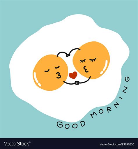 Fired eggs hug and kiss good morning cartoon Vector Image