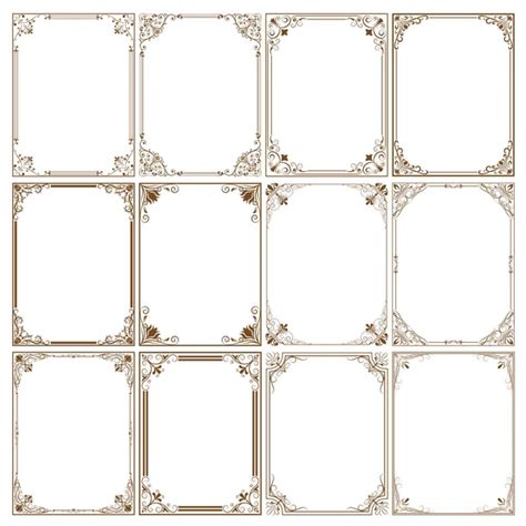 Set Decorative Frame Vintage Style Beautiful Filigree Retro Border