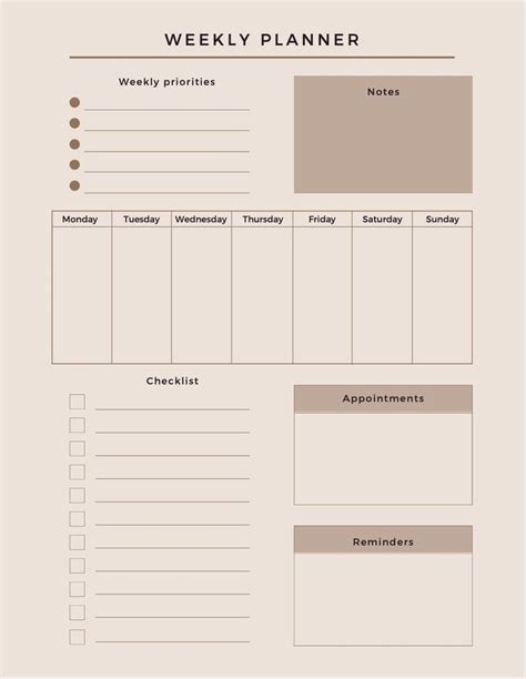 Weekly Planner Printable Weekly Priorities Weekly Appointments