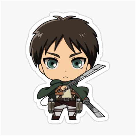 Eren Jaeger Chibi Sticker By Animeworldz In 2021 Anime Stickers Eren