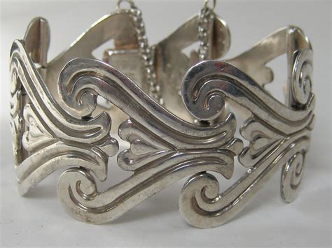 Bracelets Vintage Taxco Mexican Silver Bracelet ~ Art Deco~ Artist