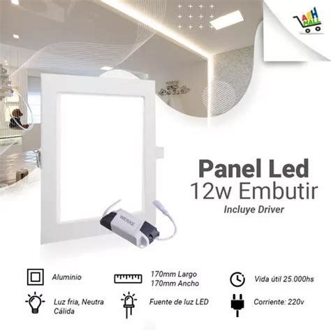 Panel Led Embutir Cuadrado W Werke Pack X U Mercadolibre