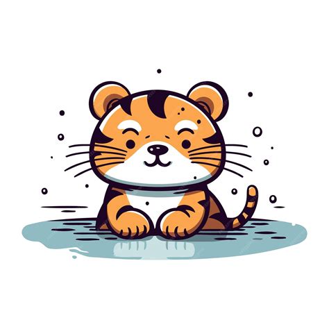 Premium Vector Cute Cartoon Tiger Isolated On White Background Vector