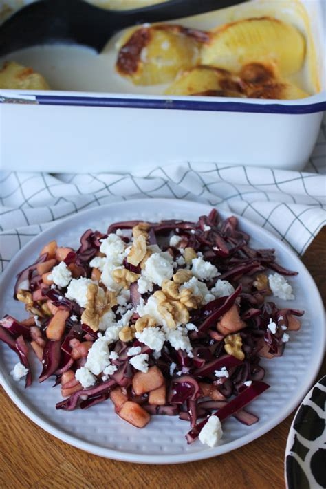 Rotkohlsalat Mit Apfel Waln Ssen Und Feta Ein Leckerer Wintersalat