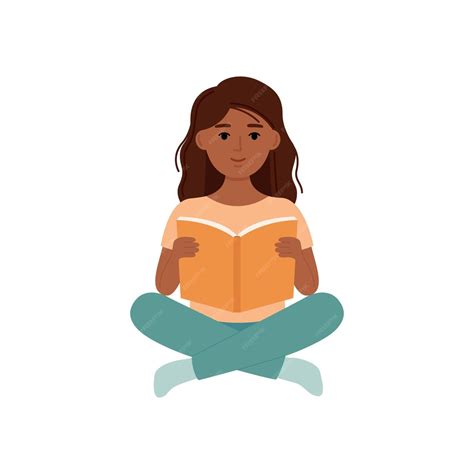 Premium Vector Beautiful Girl Sitting And Reading Book Vector