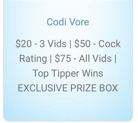 Codi Vore On Twitter Im Doing Cock Ratings And Vid Bundles And A Super Exclusive Prize