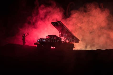 Lan Amento De Foguetes Nuvens De Fogo Cena De Batalha M Sseis