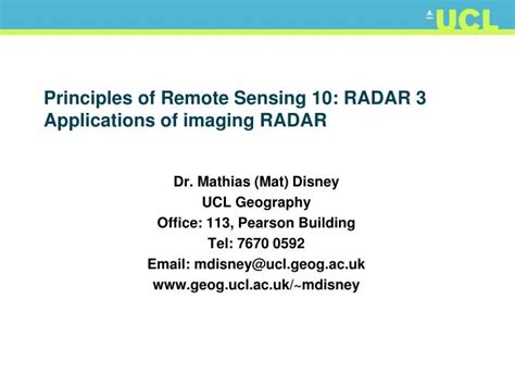 PPT - Principles of Remote Sensing 10: RADAR 3 Applications of imaging RADAR PowerPoint ...