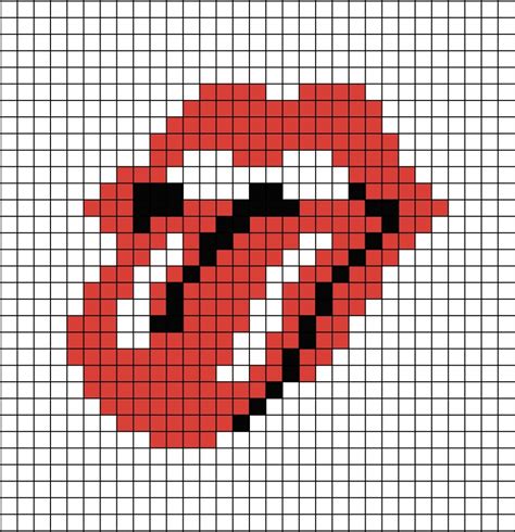 The Rolling Stones Logo (1971) Pixel Art | Pixel art templates, Easy ...