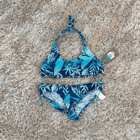 Nike Swim Nike Tropical Blue Halter Bikini Top Bottom Set Poshmark