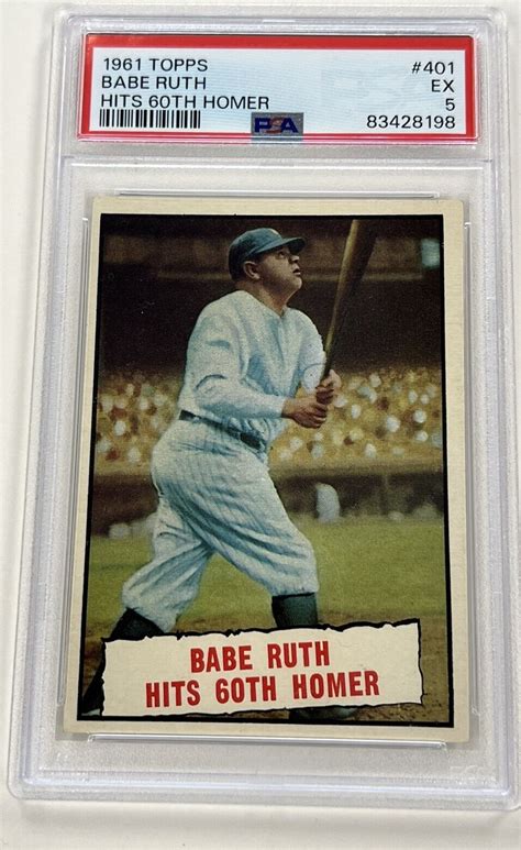 1961 TOPPS 401 BABE RUTH HITS 60TH HOMER YANKEES PSA 5 EX 198 EBay